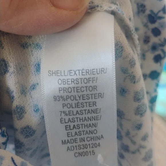 Adrianna Papell  Blue Floral Print Puff Sleeve Blouse SZ L - Picture 4 of 5